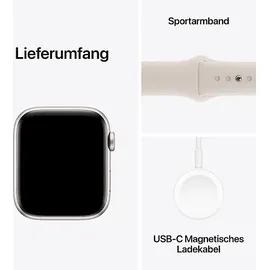 Apple Watch SE 2023 GPS 44 mm Aluminiumgehäuse polarstern, Sportarmband polarstern M/L