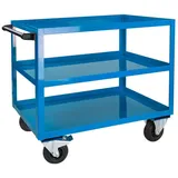 ADB Werkstattwagen Rollwagen / Werkstattwagen mit Vollgummibereifung und Schiebegriff, 3 Etagen blau 100 cm x 91.5 cm x 50 cm