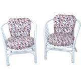 Home Affaire Rattanstuhl Rattansessel, 2erSet aus Rattan mit Kissenauflage, im Röschendessin, Breite 66 cm weiß