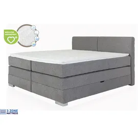 Home Affaire Boxspringbett HOME AFFAIRE "Juliste inkl. Bettkasten und PUR-Schaum-Topper", grau, B:167cm L:215cm, 100% PES, Komplettbetten, Boxspringbett, erhältlich in den Breite 160, 180 & 200cm
