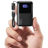 INIU Power Bank, 45W 10000mAh Powerbank mit Angebrachtem USB C Kabel, Flugtauglich Reise-Essential für iPhone 17 16 Pro, Samsung S25, Xiaomi, iPad etc