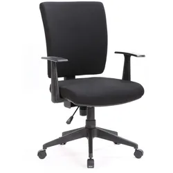 Dmora Bürostuhl Palmerston, Chefsessel mit Armlehnen, Ergonomischer Bürositz, 61x65h98/108 cm, Schwarz