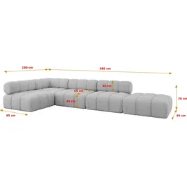 altdecor Modulares Sofa Ecksofa in L-Form - Favio-L2 - 380x190x70 cm Hellgrau universal, links/rechts Corner modular Sofa Eckcouch Couch Wohnlandsc... - Hellgrau/Grau