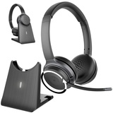 Callstel Profi-Stereo-Headset mit Bluetooth 5, 18-Std.-Akku & 2in1-Ladestation