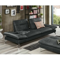Sofa 2,5-Sitzer Polstersofa Ocean Leder schwarz mit Sitztiefenverstellung 226 cm