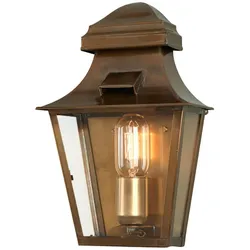 Licht-Erlebnisse Wandaußenleuchte INANA Messing Antik Echt-Messing Glas IP44 LE57471