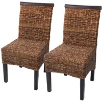 Mendler 2er-Set Esszimmerstuhl Korbstuhl M45 Stuhl Bananengeflecht ~ dunkel,