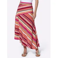 Heine A-Linien-Rock Damen Gestreift Grapefruit/Khaki 48