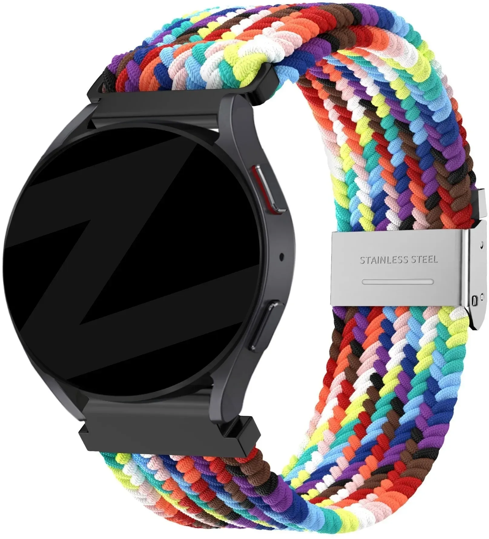 Bandz Oozoo Smartwatch 20mm Armband Nylon für Oozoo Smartwatch 20mm - Regenbogen - Clip Verschluss