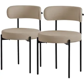 ML-Design Esszimmerstuhl Stoff braun 2er Set
