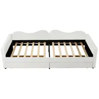 REDOM Polsterbett Kinderbett, Schlafsofa Jugendbett Gästebett (mit 2 Schubladen, Bettrahmen Teddybärstoff, Multifunktionsweichbett, mit Rückenlehne und Armlehnen), ohne Matratze weiß