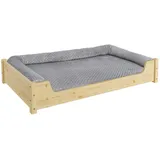 Erst-Holz Hundebett Kuscheliges Haustierbett extra groß 120 x 70 cm grau