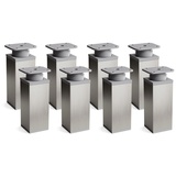 sossai® Möbelfuß Design-Möbelfüße, 4er & 8er Set, höhenverstellbar MFV1, Farbe: Inox/G, (8-St), Farbe: Inox/Grau grau 10 cm