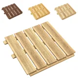 Floranica Holzfliese Terrassenfliese Massives Lärchenholz 50 x 50 cm 1 Stück Unbehandelt Balkonfliesen Fein Geriffelt Bodenbelag mit Drainage Balkon-Bodenbelag für Outdoor