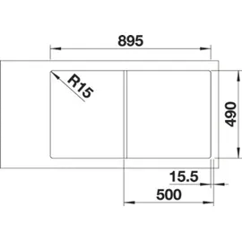 Blanco Axia III 5 S rechts Einbau von Oben vulkangrau Excenterbetätigung 915 x 510 mm