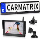 Carmatrix HD Solar Funk Video Rückfahrkamera Kabellos Digital 5 Zoll Monitor Einparkhilfe