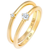 Elli DIAMONDS Solitär Diamanten (0.125 ct.) 2er Set 925 Silber 54 Damen