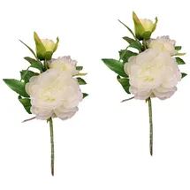 Hti-Living Pfingstrose 2er Set Weiß Flora 38 cm