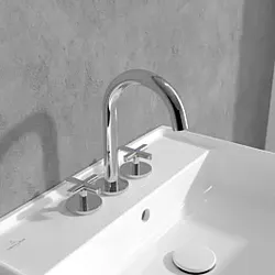 Villeroy und Boch Loop + Friends Dreiloch-Waschtischarmatur TVZ10600900061 Kreuzgriff, ohne Ablaufgarnitur, chrom