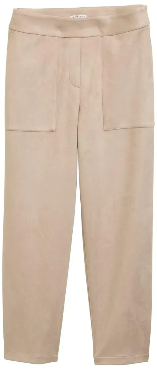 TOM TAILOR Damen Loose Fit Hose in Wildleder-Optik, grau, Uni, Gr. 36/28