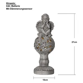 StarTrading LED Solar Gartenfigur Engel grau H: 27cm 6 Stunden Leuchtdauer