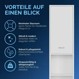 CASARIA Deuba Badezimmerschrank 185x30x30cm Weiß