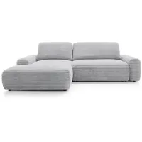 GOLDSTOFF MOUNIR Ecksofa mit Schlaffunktion & Bettkasten 270x170 cm | Stilvoll und komfortabel Cord Schlafsofa L-Form | schlafcouch (grau) - Grau