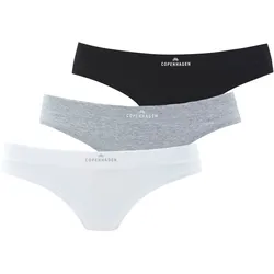 String COPENHAGEN STUDIOS "mit Logodruck am Bund", Damen, Gr. XL (42), schwarz-weiß (schwarz, weiß, grau meliert), Single Jersey, Obermaterial: 95% Baumwolle, 5% Elasthan (LYCRA), unifarben mit Farbeinsatz, körpernah, Unterhosen, aus softer Bio-Baumwollqualität