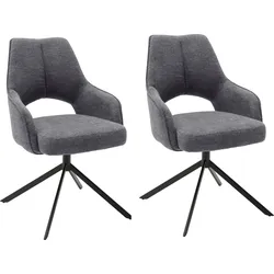 Armlehnstuhl MCA FURNITURE "Bangor", grau (antrhazit, schwarz matt), B:57cm H:89cm T:66cm, Stühle, (2er-Set), drehbar 180, Taschenfederkern, Sitzhöhe ca. 49 cm