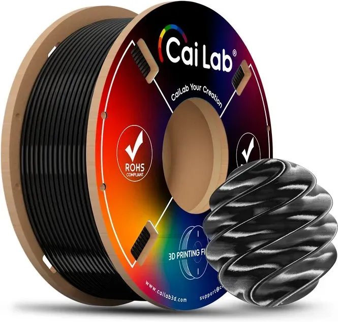 CAILAB PLA Silk 3D-Drucker-Filament, Einfarbig - Mitternachtsschwarz