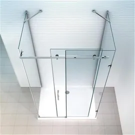 Glaszentrum Hagen GZH Eck-Duschkabine mit Schiebetür rechts 120 x 195 cm Transparent ESG Glas