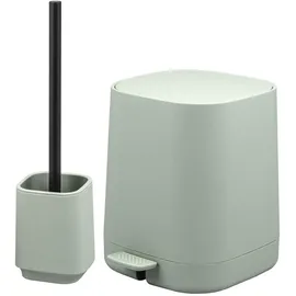 ELUNO Bad-Accessoires-Set, Salbeigrün, Kunststoff, 21x25.5x21 cm, Badaccessoires