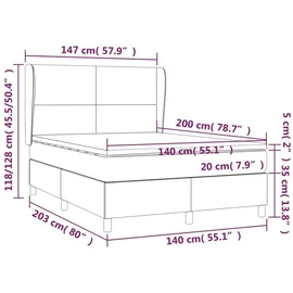 vidaXL Boxspringbett mit Matratze Weiß 140x200 cm Kunstleder