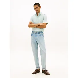 Tommy Hilfiger Kurzarmhemd TOMMY HILFIGER "LIGHT OXFORD SOLID", Herren, Gr. L, N-Gr, grün (crushed mint), Web, Obermaterial: 97% Baumwolle, 3% Elasthan, regular fit normal, Hemden, regular fit, Button-down-Kragen
