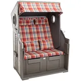 deVries Strandkorb Twin View PE Nature Grey des. 429 inkl. Holz - Bullaugen und 2X klppbare Bistrotische