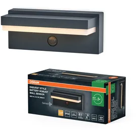 Osram Endura Style LED Akku Wandleuchte Robust, 2,5W, 3000K warmweiß, 180 lm, USB, PIR Sensor, 2 Monate