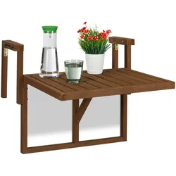 Relaxdays Relaxdays Balkontisch klappbar, Balkonklapptisch zum Einhängen, BxT: 60x45 cm, höhenverstellbar, Hängetisch, dunkelbraun