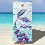 MJARTORIA Personalisiert Strandtuch Microfaser Badetuch mit Namen Kinder Damen, Beach Towel Handtuch Badetuch Stranddecke Schnelltrocknend für Reise Schwimmen Sauna Yoga Fitness 76x152cm Mikrofaser