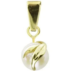 Ketten-Anhänger OSTSEE-SCHMUCK "Ostsee-Schmuck Anhänger Iris Anhänger Iris", gelb, Schmuckanhänger, Damen, 17 x 7mm, Gelbgold 333, 0.7 g