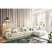 KAWOLA Ecksofa XL Lana Cord Recamiere rechts cremeweiß