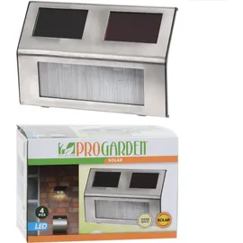 PROGARDEN 4-tlg. LED-Gartenleuchten-Set Solar Edelstahl