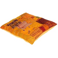 albena shop Samta Indisches Bodenkissen 60 x 60 cm (gelb) Indisches Dekokissen mit orientalischem Charme, Meditations- oder Yogakissen