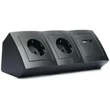 McPower Steckdosenblock McPower Flair anthrazit 2-fach Schutzkontakt 2x USB A+C