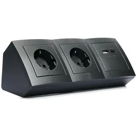 McPower Steckdosenblock McPower Flair anthrazit 2-fach Schutzkontakt 2x USB A+C | Grau