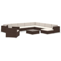 vidaXL Polyrattan Lounge-Set mit Auflagen 12-tlg. braun 41262