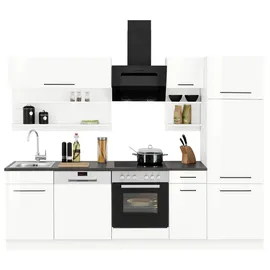 kochstation Küchenzeile »KS-Tulsa«, ohne E-Geräte, Breite 270 cm, schwarze Metallgriffe, MDF Fronten weiß