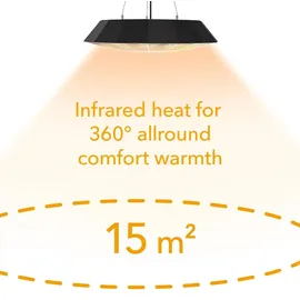 Trotec Design-Deckenheizstrahler IR 2010 SC | Heizleistung von 2.000 W – Gastronomie