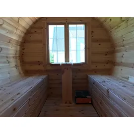 JV Möbel Fasssauna inkl. 3,6 kW Ofen + int. Steuerung