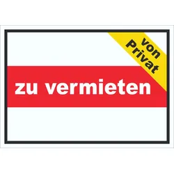 zu vermieten von privat Schild mit Text Verkaufsschild A6 (105x148mm)
