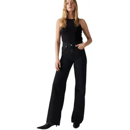 Levi's Ribcage Jeans mit weitem Bein in Schwarz-W26 / L34